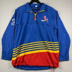 St. Louis Cardinals Blues‎ 1/4 zip Windbreaker Mens Medium Blue Striped NHL